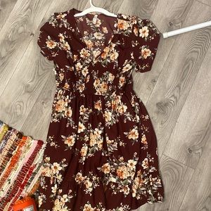 Womens maroon floral dress